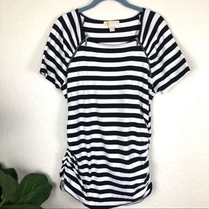 Michael Kors Black & White Stripe Top w/Zippers